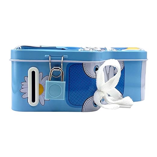 Shoes Theme Piggy Bank with Lock and Key Pink & Blue