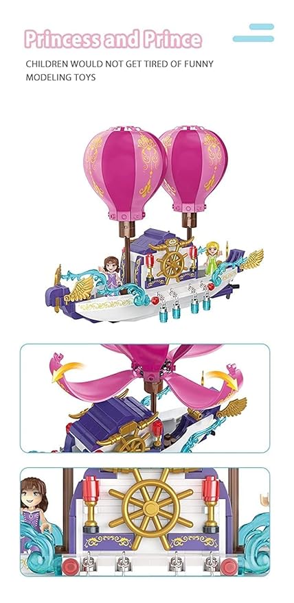 Rahisa Princess Flying Boat Building Blocks Set 358 Pcs Compatible Brick Toy and Exclusive of Blocks and Bricks for Kids