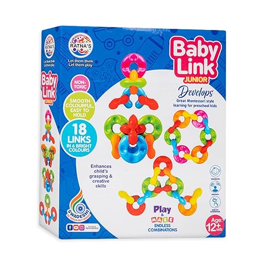 RATNA'S Baby Link Junior | Interlocking Educational Blocks for Kids, 12 Months +