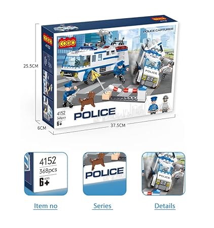 DIY Police Action Police Van Educational Building Blocks for Kids【368 Pcs】