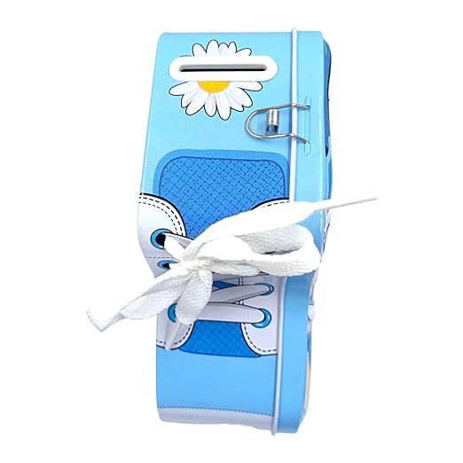 Shoes Theme Piggy Bank with Lock and Key Pink & Blue