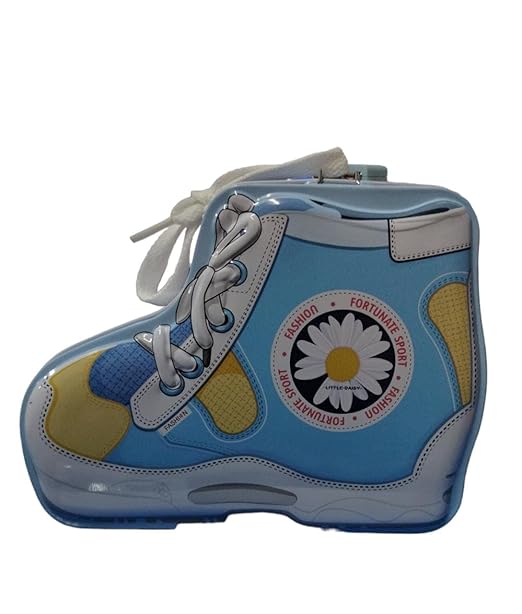 Shoes Theme Piggy Bank with Lock and Key Pink & Blue