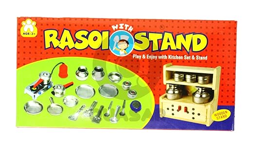 Rasoi Stand Mini Stainless Steel Non Toxic Made by Indian Local for Vocal Kitchen Set Great Kitchen Toys for Girls Best Gift Items.(Fun | Enjoyment | Holidays | Picnic | Playing)