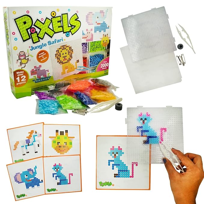 Toy Cloud Pixels Jungle Safari Fridge Magnets Plastic, Beads Badges Do-It-Yourself Kit