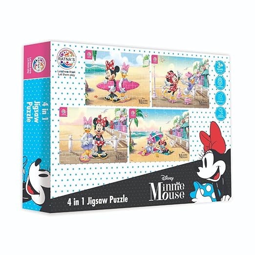 Ratna's 4 in 1 Disney Jigsaw Puzzle 140 Pieces for Kids. 4 Jigsaw Puzzles 35 Pieces Each