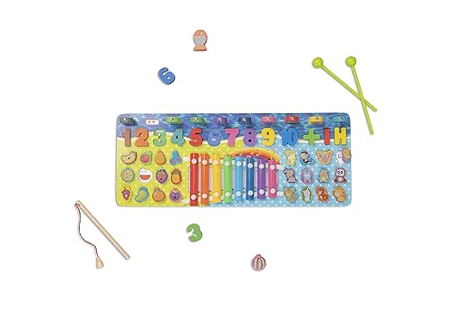 THE BRAIN GYM FACTORY Unisex Children Wooden Party Play Piano/Multicolor/Size - L