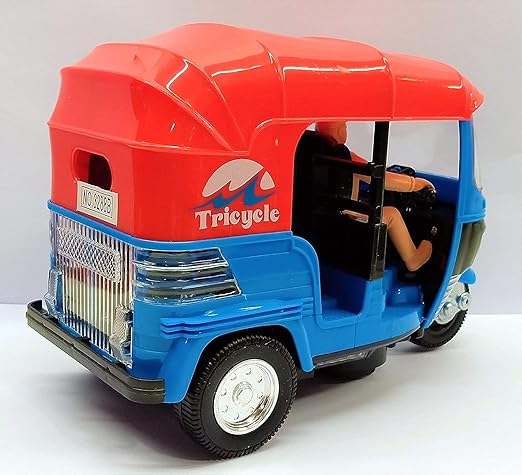Bump and Go Auto Rickshaw Toy with Sound, Flashing Light & 360 Degree Automatic Rotate-an Excellent and Attractive Gift