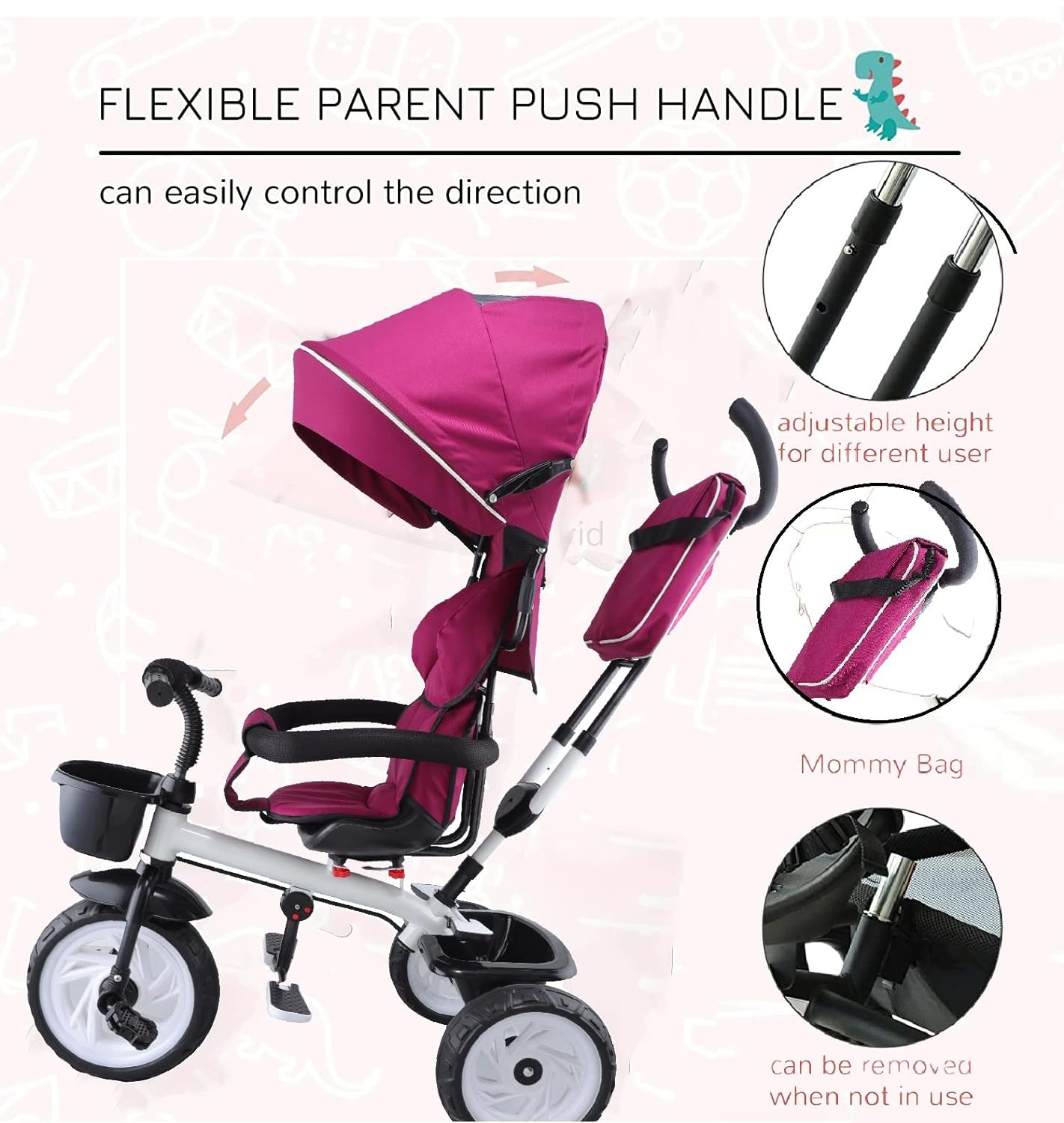 555 4 in 1 Reversible Tricycle for Kids Toddler