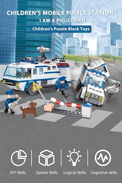 DIY Police Action Police Van Educational Building Blocks for Kids【368 Pcs】