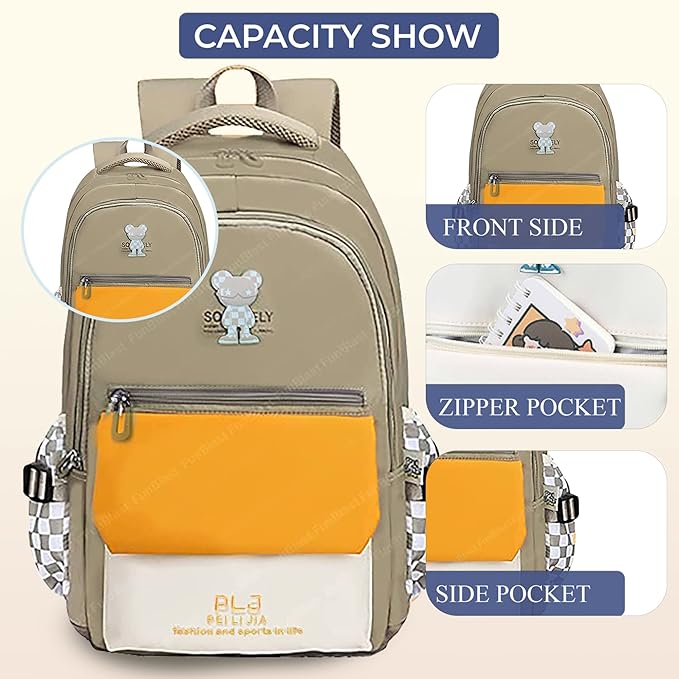 Multipurpose Backpack  for Boys Girls Kids with Large Capacity Grey