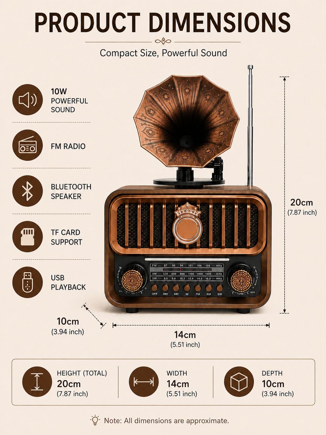 Vintage Retro Style Design Radio Portable Music Player