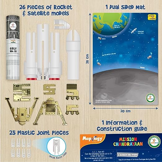 Mapology Chandrayaan | ISRO Rocket Model & Satellite | Astronaut Toy | Educational Toys for Kids 5+Years | 3D Puzzles