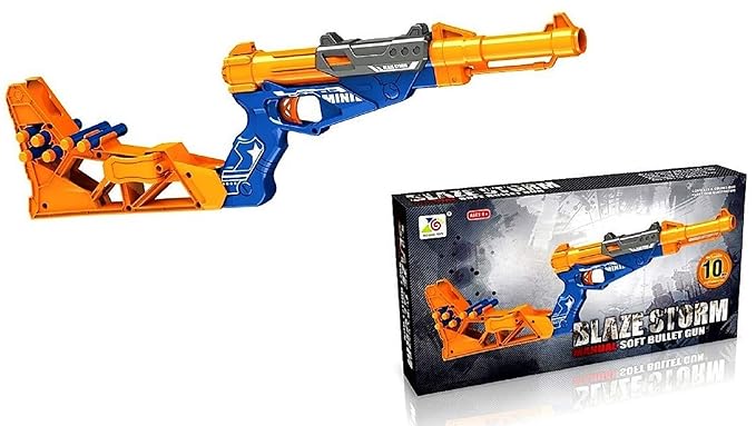 Blaze Storm Soft Bullet Gun with 10 Foam Bullets, Toy Gun Set for Kids