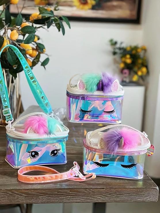 Luxury Holographic Unicorn Transparent Large Capacity TPU Cosmetic Bag Portable Travel Case