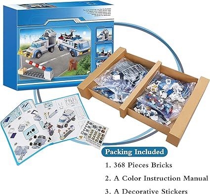 DIY Police Action Police Van Educational Building Blocks for Kids【368 Pcs】