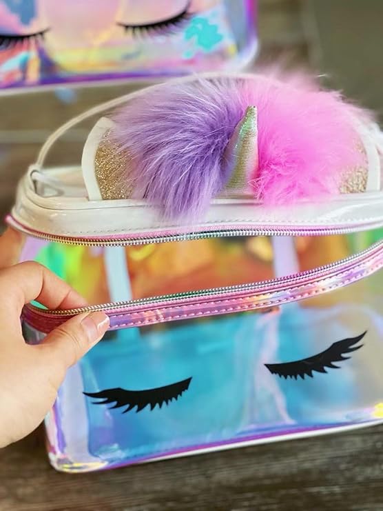 Luxury Holographic Unicorn Transparent Large Capacity TPU Cosmetic Bag Portable Travel Case