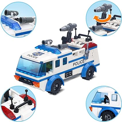 DIY Police Action Police Van Educational Building Blocks for Kids【368 Pcs】