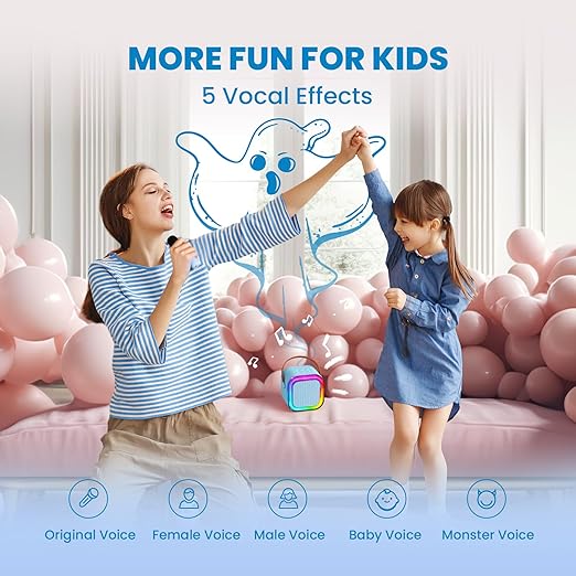 Colorful Bluetooth Karaoke Speaker for Kids with Wireless Mic
