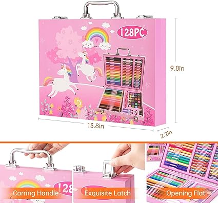 128 Pieces Art Set For Kids ( Pink )