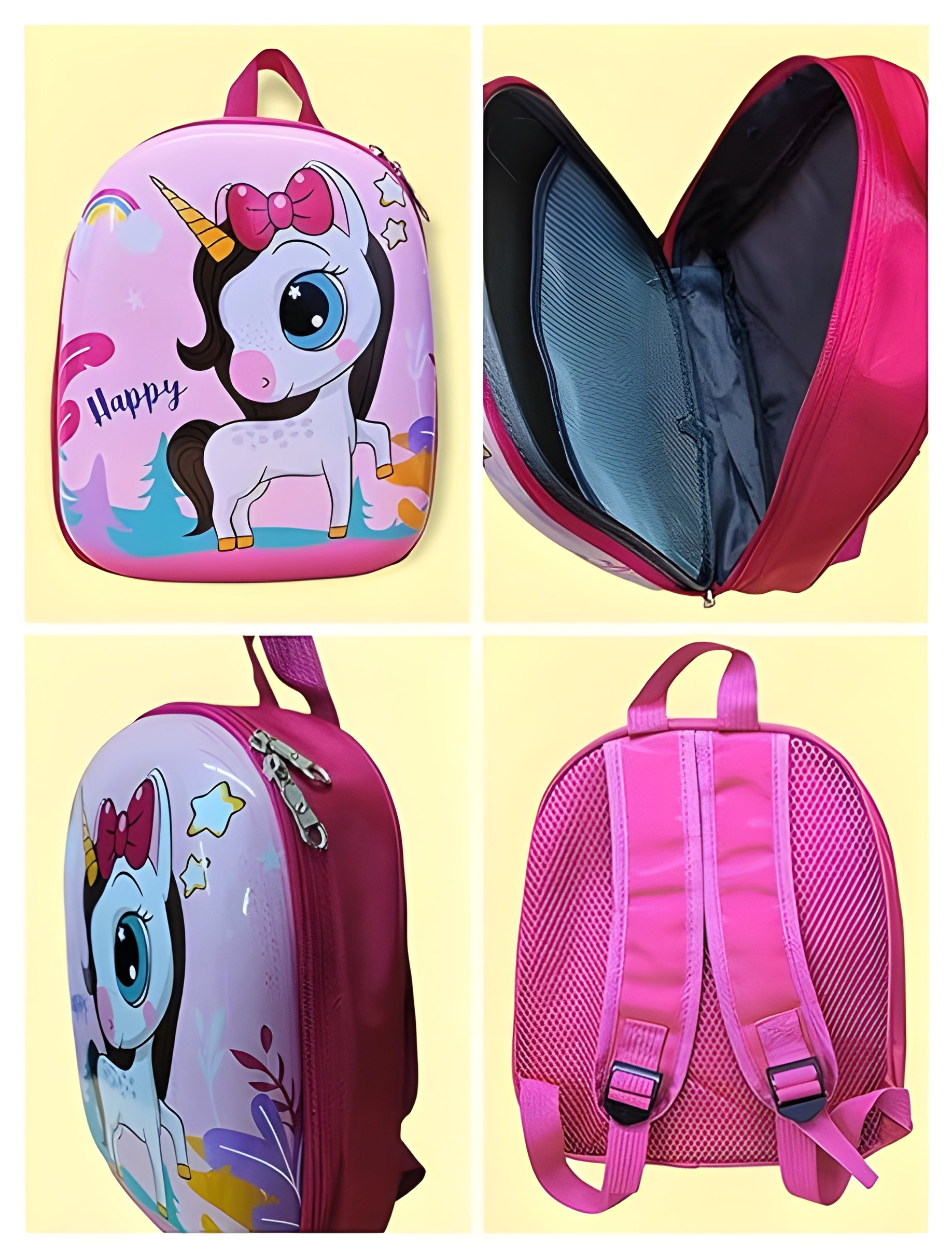 Unicorn Kindergarten School Bag 3D Hard Shell Suitcase Bag Cute Stylish Backpack