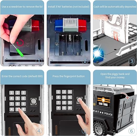 Police Car Shaped Piggy Bank - Coin Money Storage