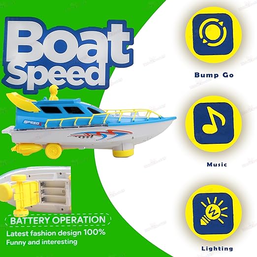 Baby's Little World Kiddybuddy Bump&Go Ocean Ship With Flashing Lights&Sound Effect Toys For Kids, Gift For Kids,Big Size,Made In India, Multicolor