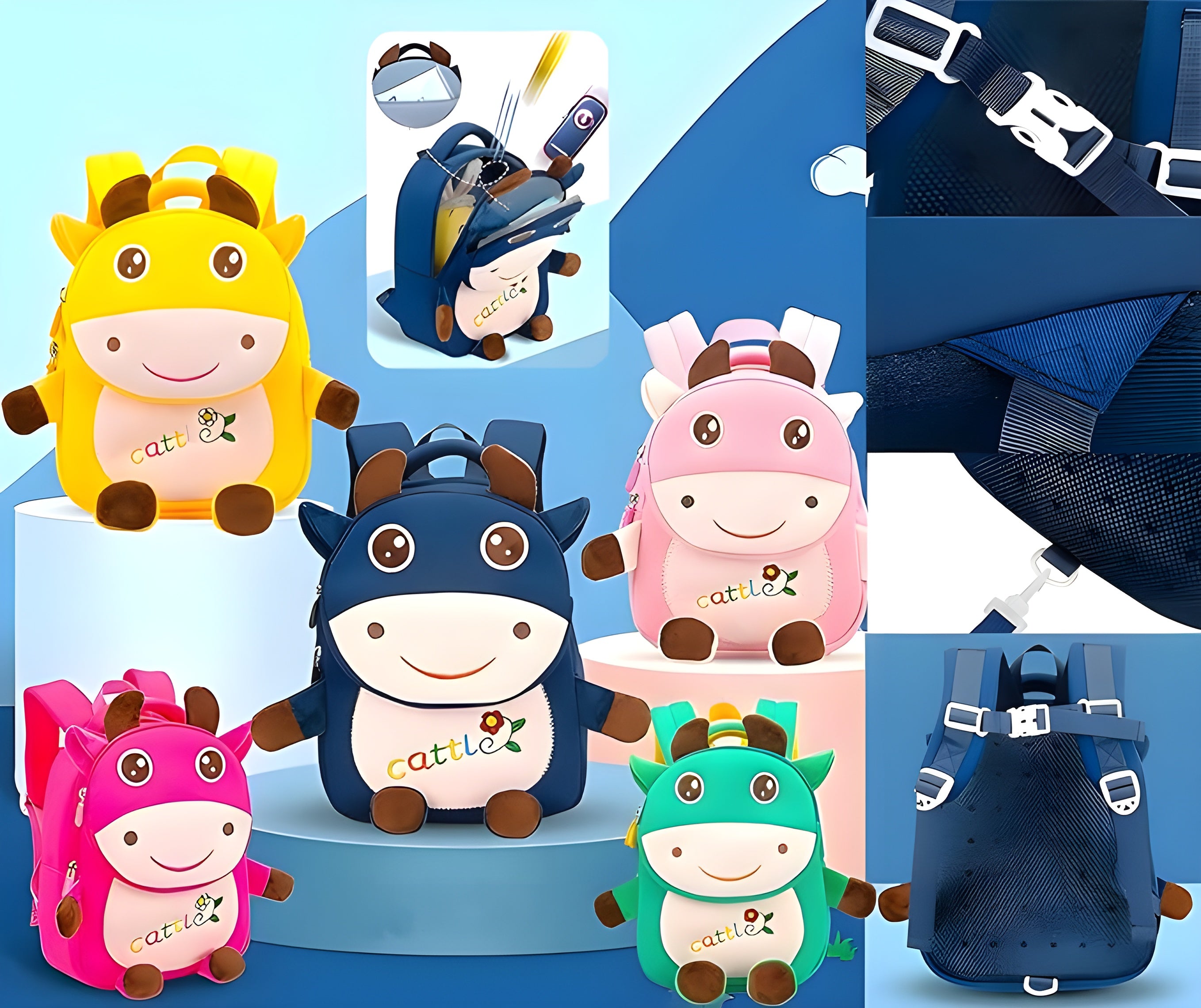 Cute Cattle Miniature Multi-Color Fancy Bag - Preschool,Picnic &School Bag