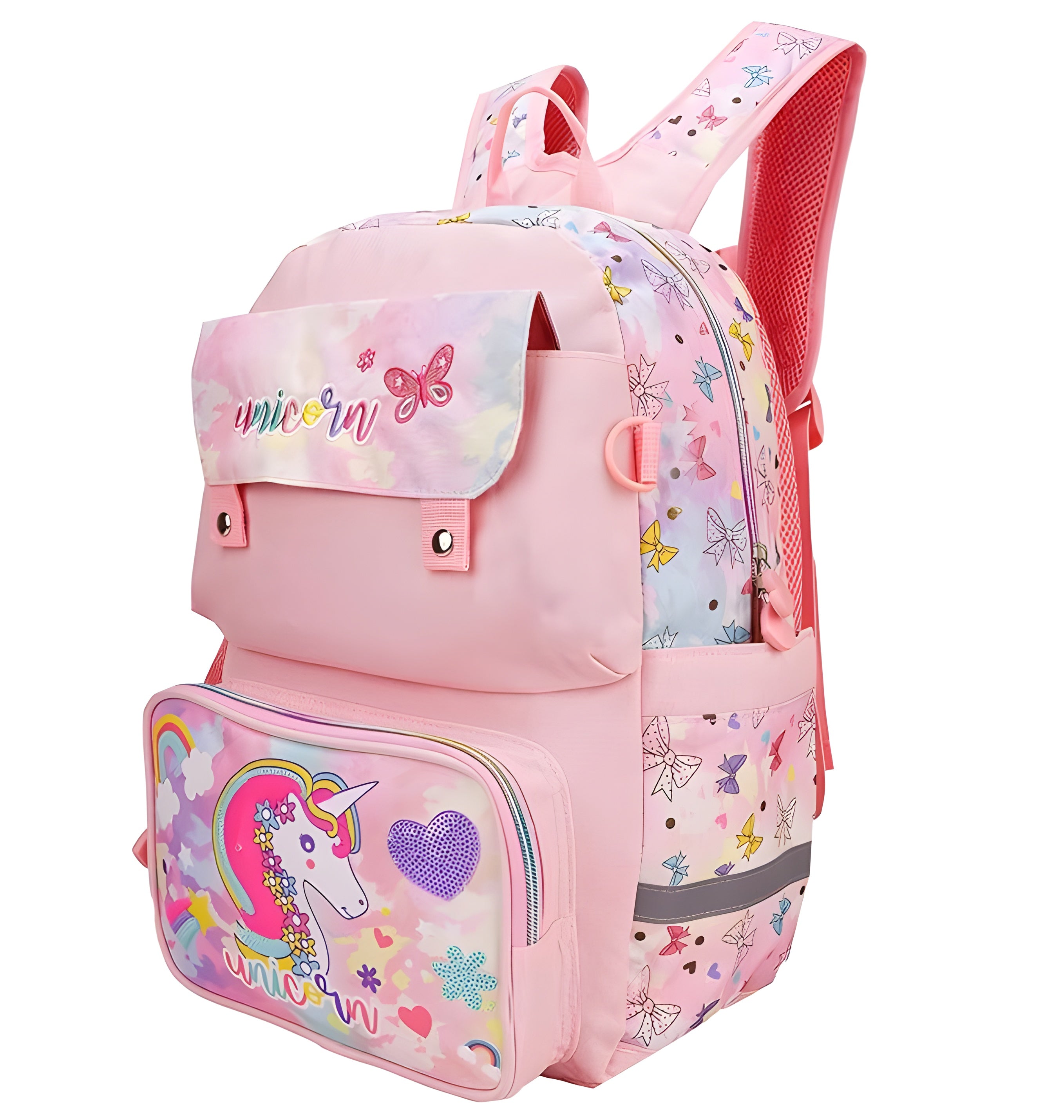 Unicorn Lightweight Spacious Travel School Bag for Toddlers & Children Water Resistant(Peach)