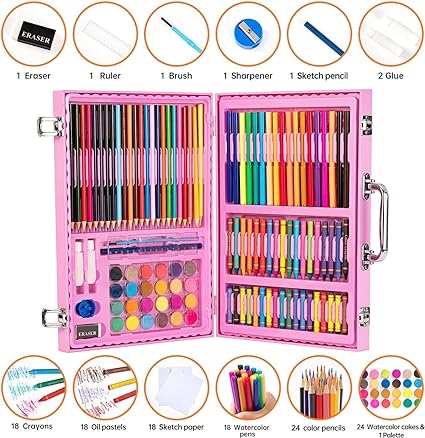 128 Pieces Art Set For Kids ( Pink )
