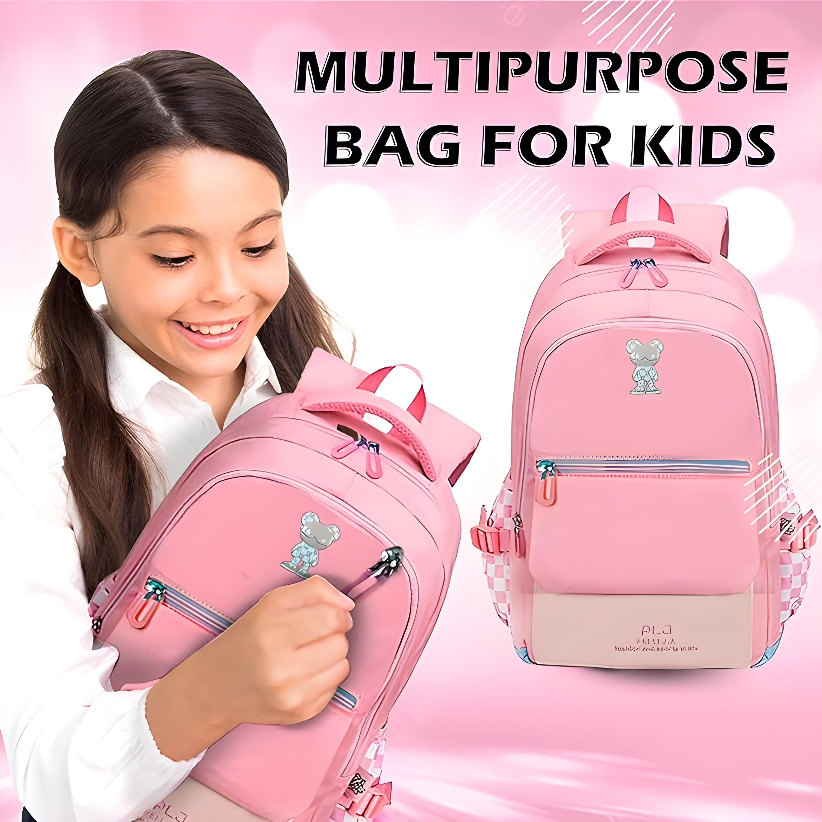 Casual Multipurpose Backpack - Large Capacity Bag For Boys Girls Kids,Travel Bag, Picnic Bag Pink (46 X 32 X 16 CM)