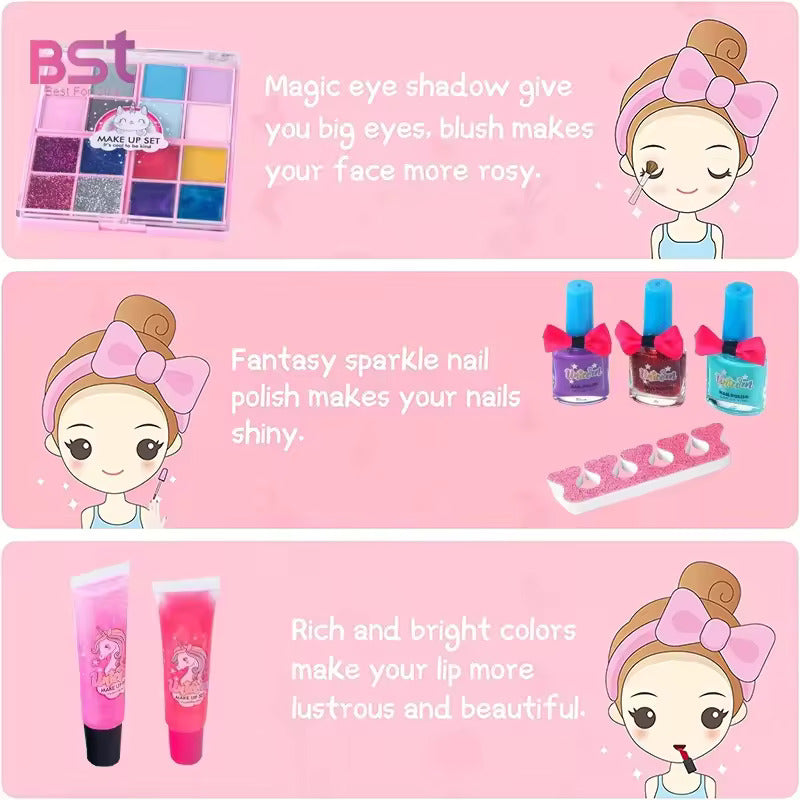 Makeup Toys Set Diy Cosmetic Pretend Play Real Washable Makeup Kit Toys For Girls