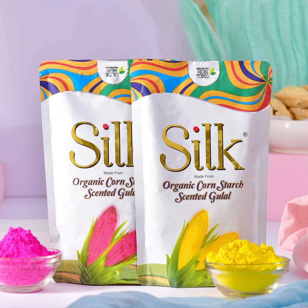 SILK ORGANIC Corn Starch Scented Gulal (200 Gms) Multiple Colours