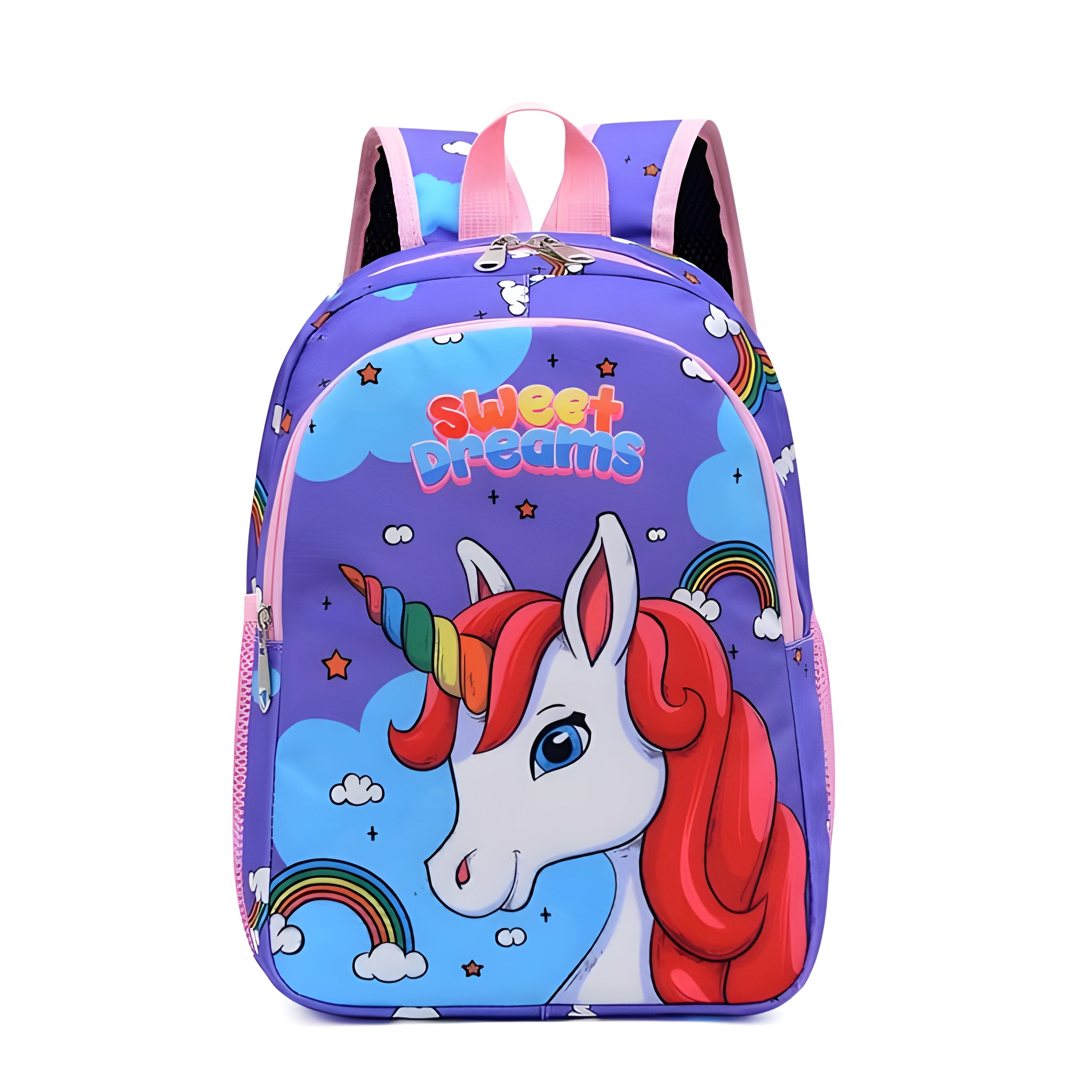 Rainbow Unicorn Large Purple School Backpack For Kids