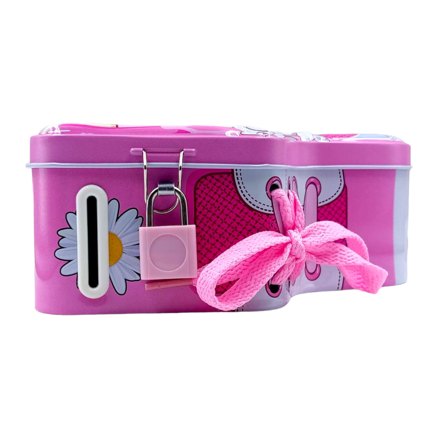 Shoes Theme Piggy Bank with Lock and Key Pink & Blue