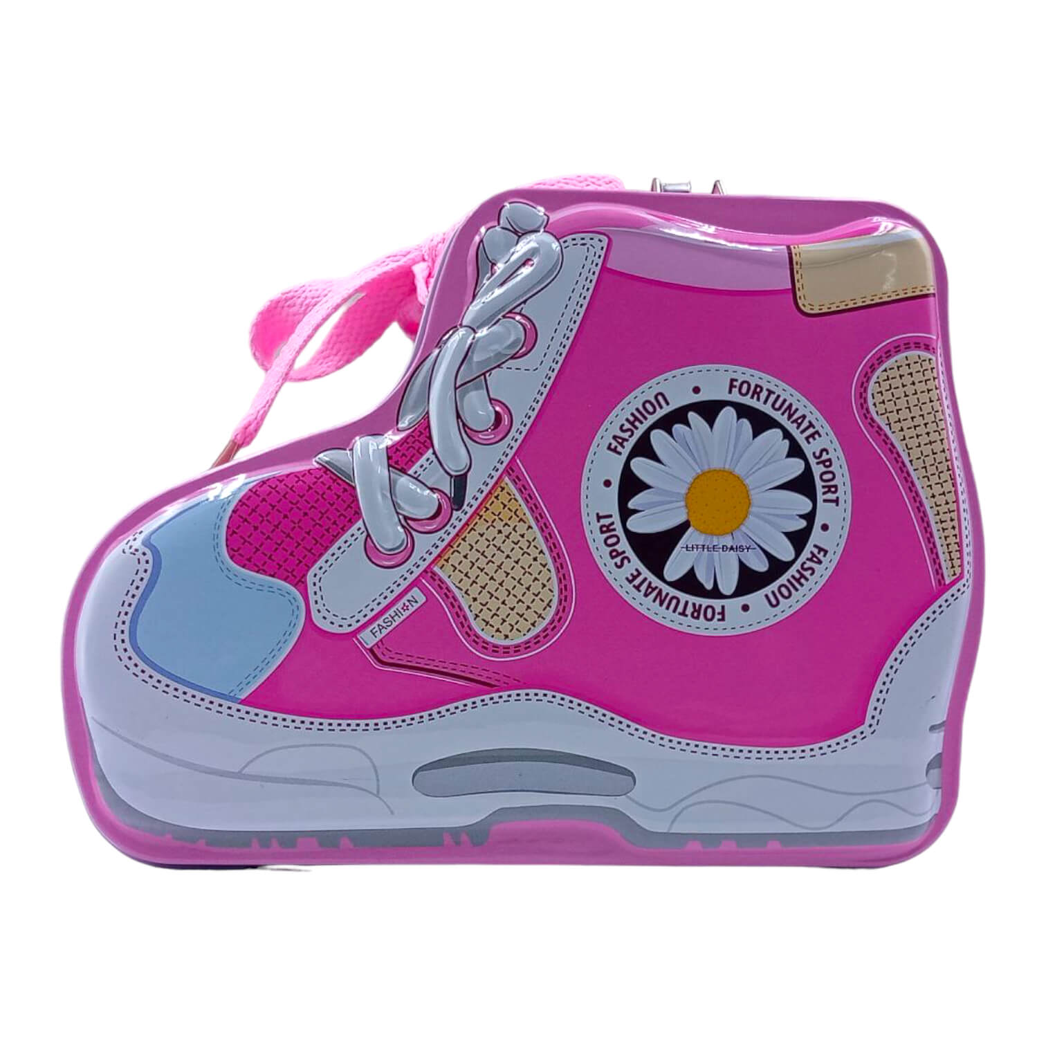 Shoes Theme Piggy Bank with Lock and Key Pink & Blue