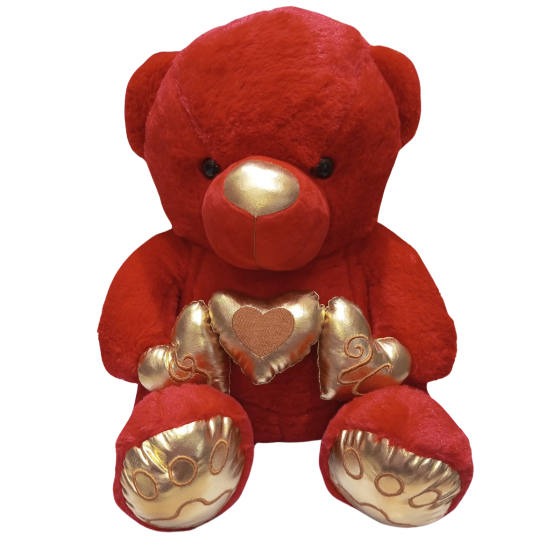 St 4015 Red Soft teddy Three Hearts Design
