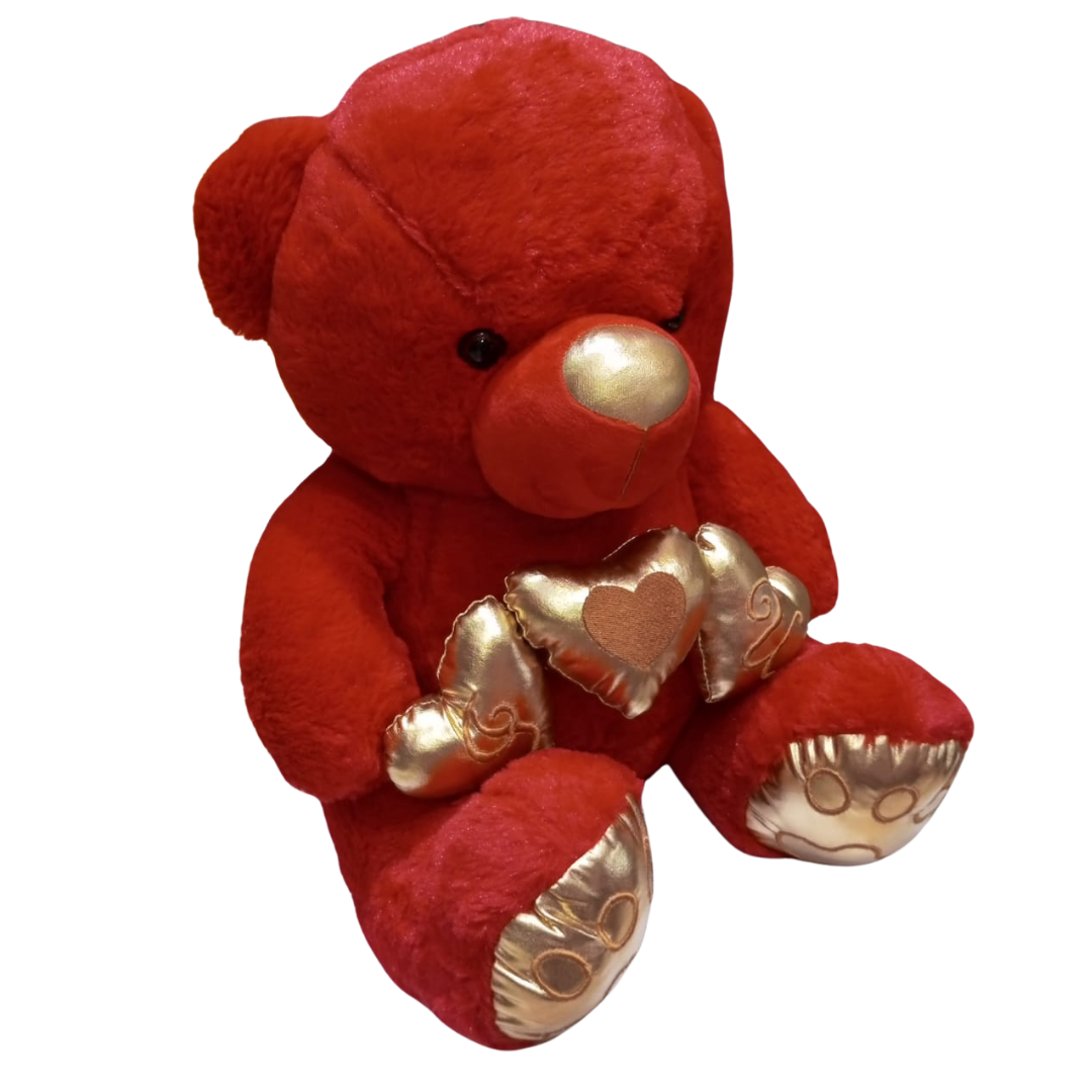 St 4015 Red Soft teddy Three Hearts Design