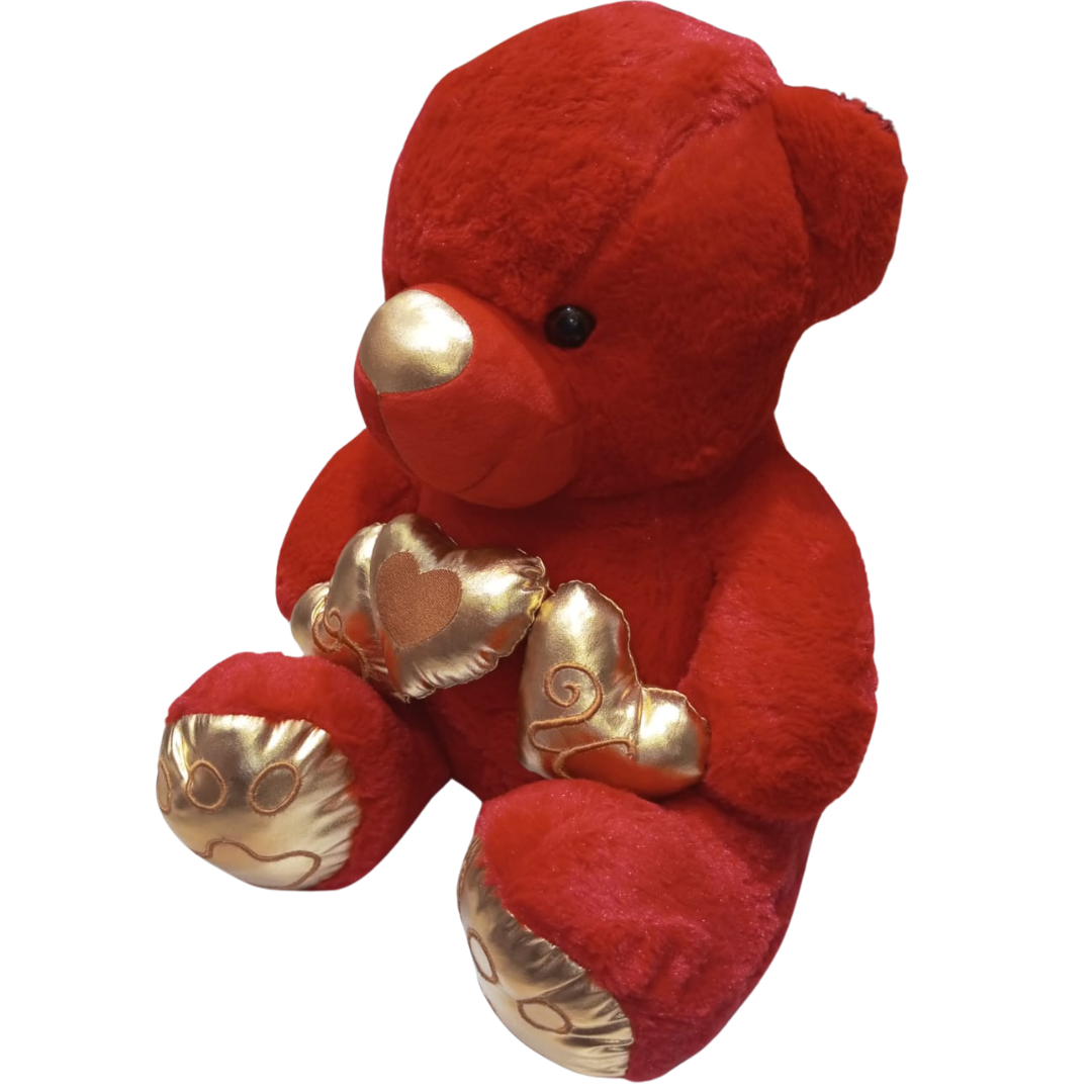 St 4015 Red Soft teddy Three Hearts Design
