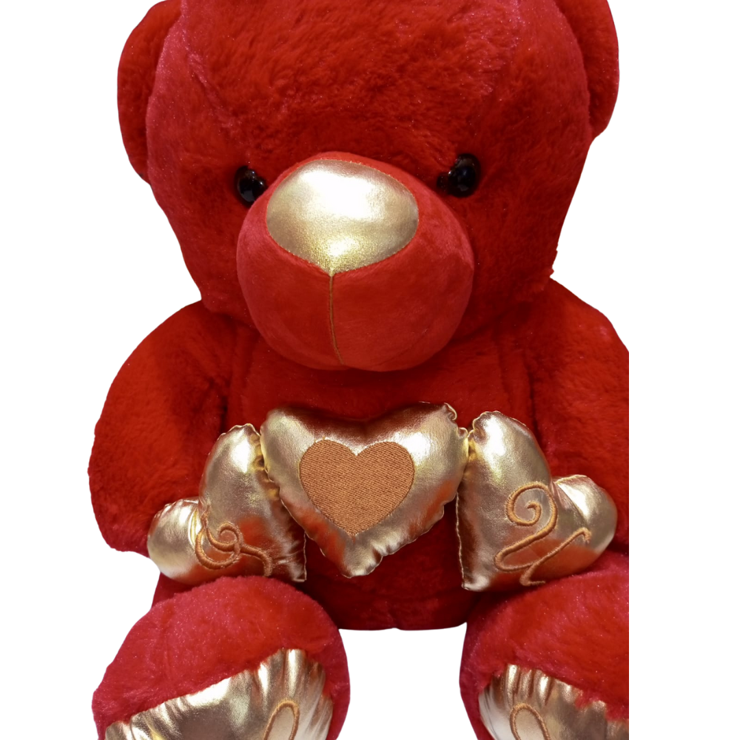 St 4015 Red Soft teddy Three Hearts Design