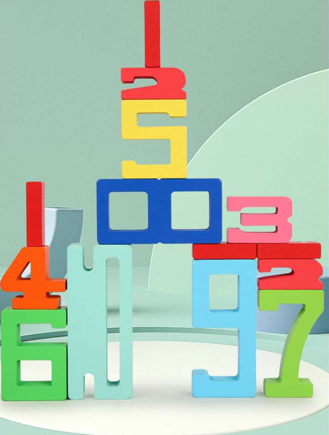 A Digital Building Block Jenga Le Children's Toy, Children's Educational Intelligence Layer  Balance Wooden Block Game