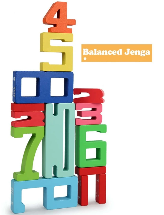 A Digital Building Block Jenga Le Children's Toy, Children's Educational Intelligence Layer  Balance Wooden Block Game
