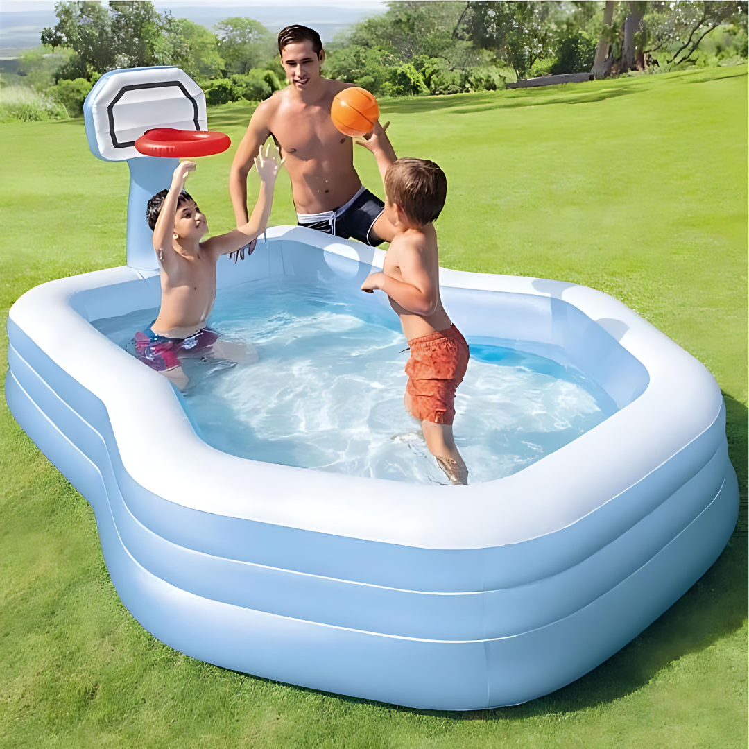 Family Swimming Pool For Summer Fun with Basketball Pool