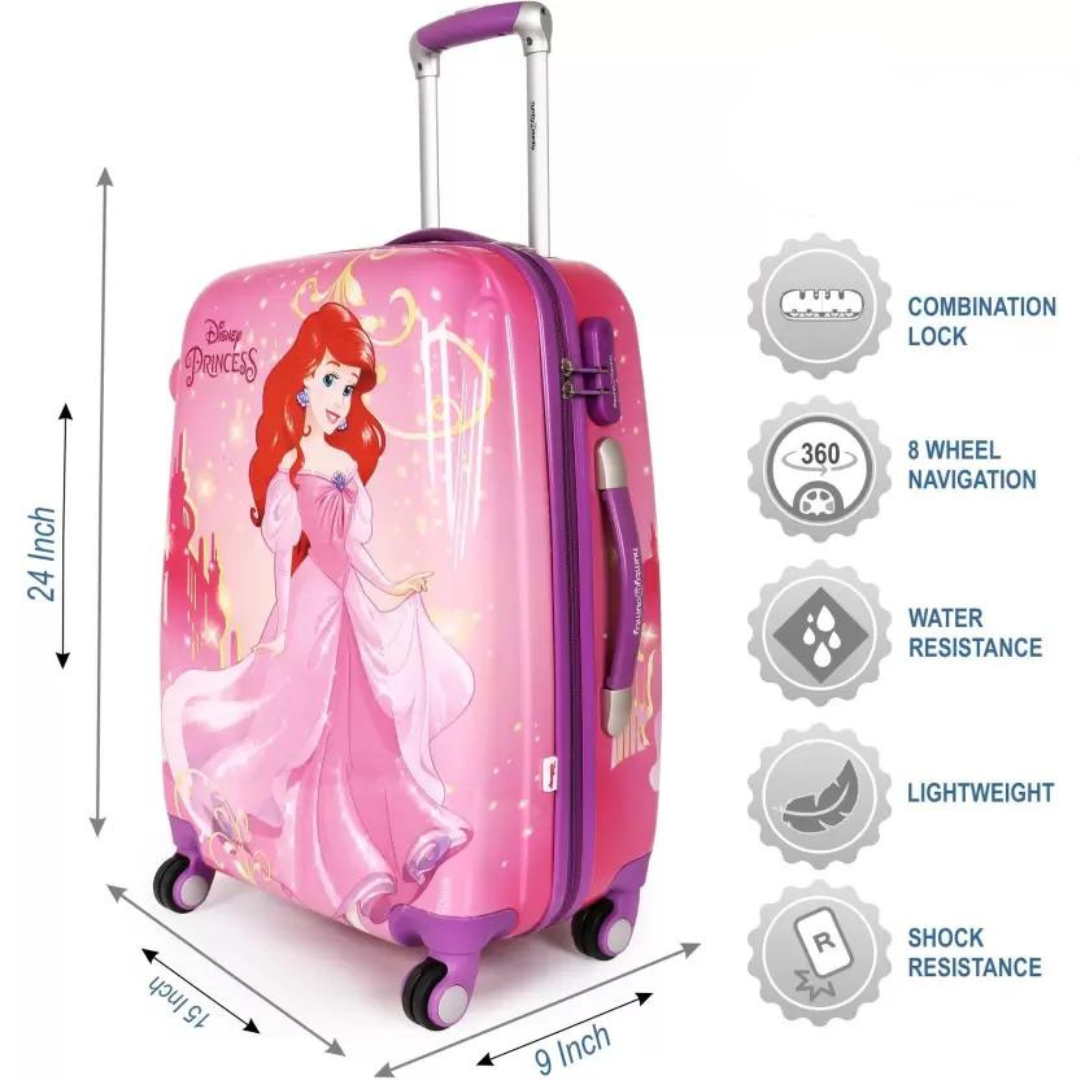 Medium Cabin Suitcase (60 cm) 4 Wheels - Ariel Pink Polycarbonate Kids Hard Luggage Trolley Bag