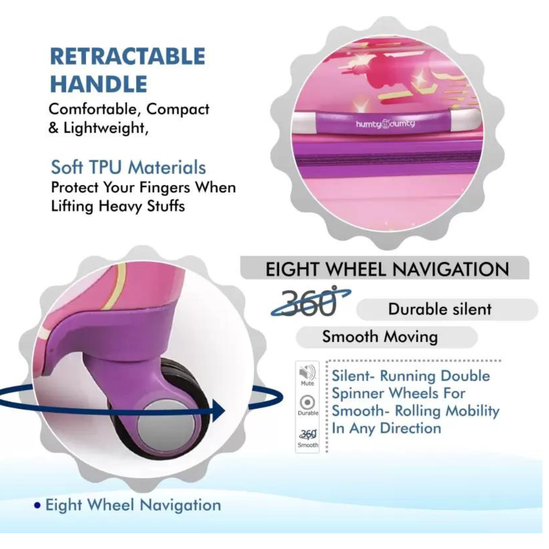 Medium Cabin Suitcase (60 cm) 4 Wheels - Ariel Pink Polycarbonate Kids Hard Luggage Trolley Bag