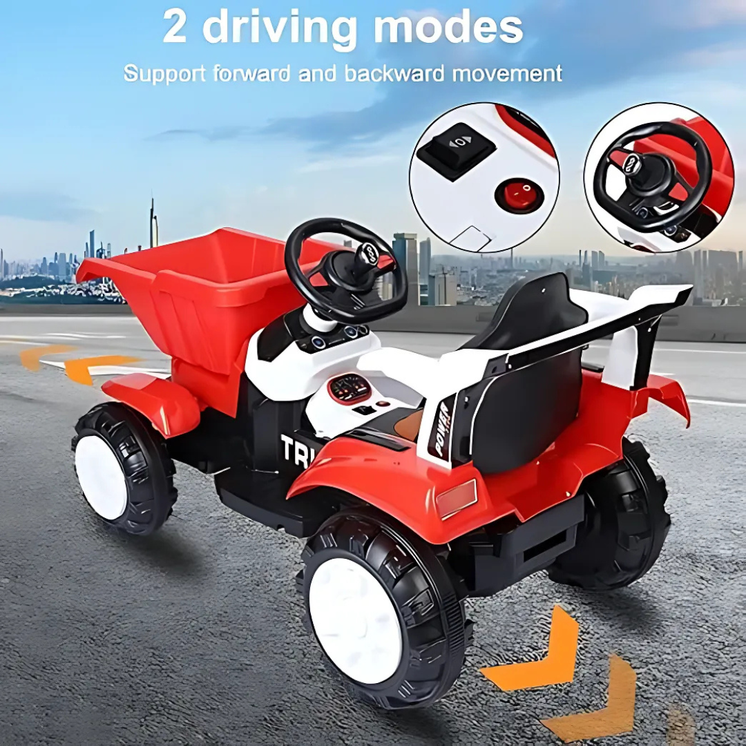 Electric Tractor for Kids- Ride on Custruction Ride on with Front Loader-12v Battery Operated for Kids of Age 2 to 7 Years (Red)