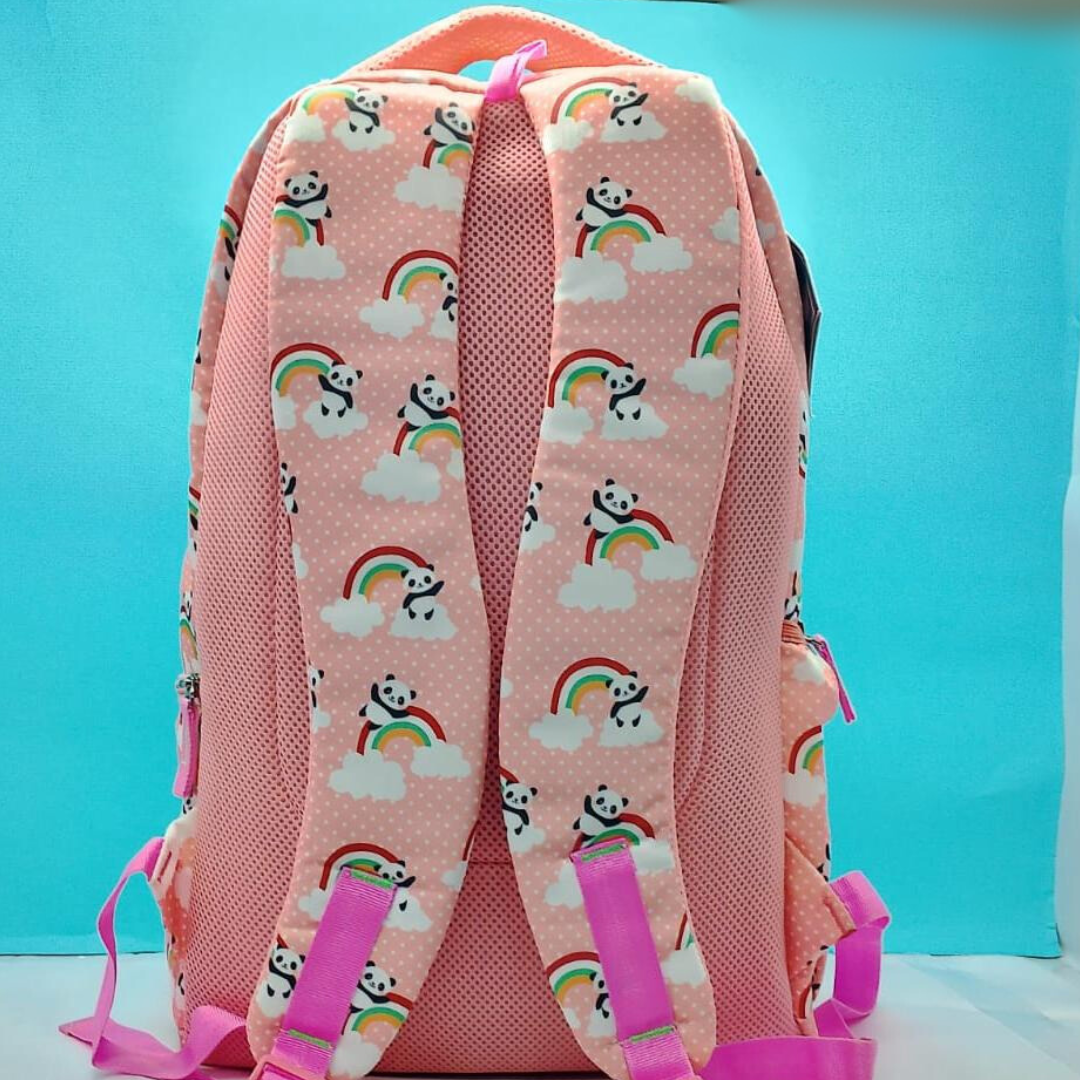 Stylish Peach Printed Bag For Girls With Large Capacity For Picnic,School