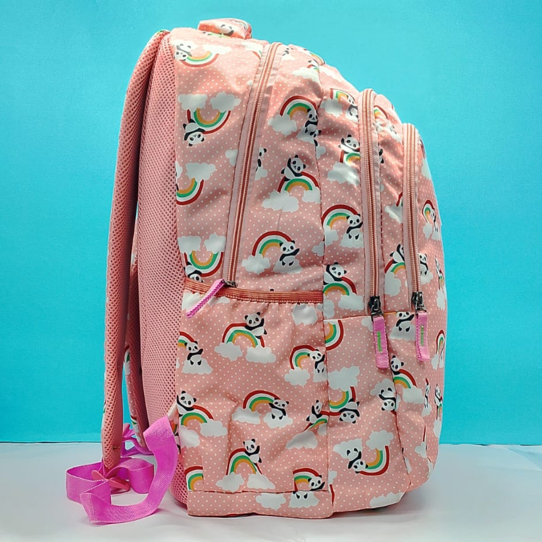 Stylish Peach Printed Bag For Girls With Large Capacity For Picnic,School