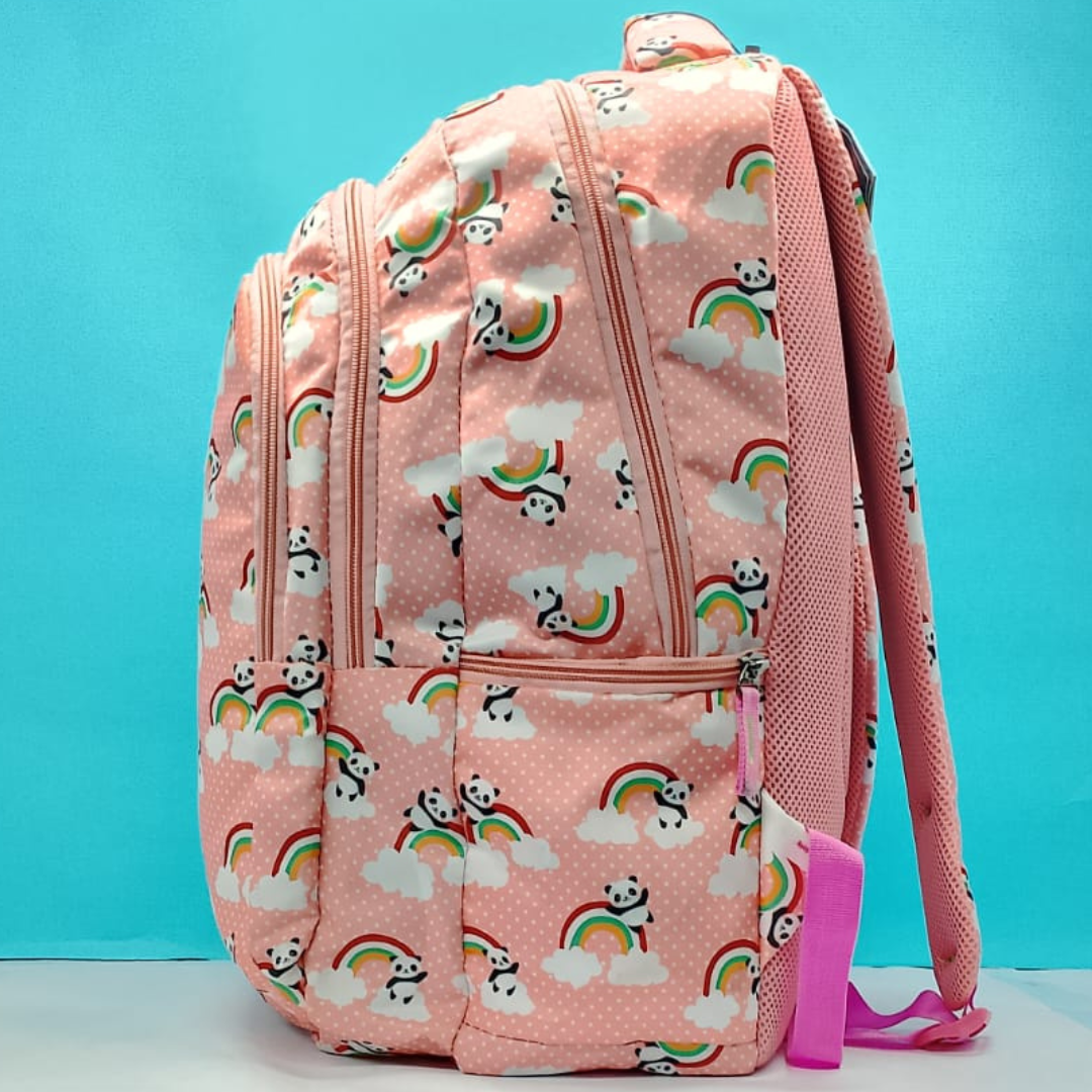 Stylish Peach Printed Bag For Girls With Large Capacity For Picnic,School