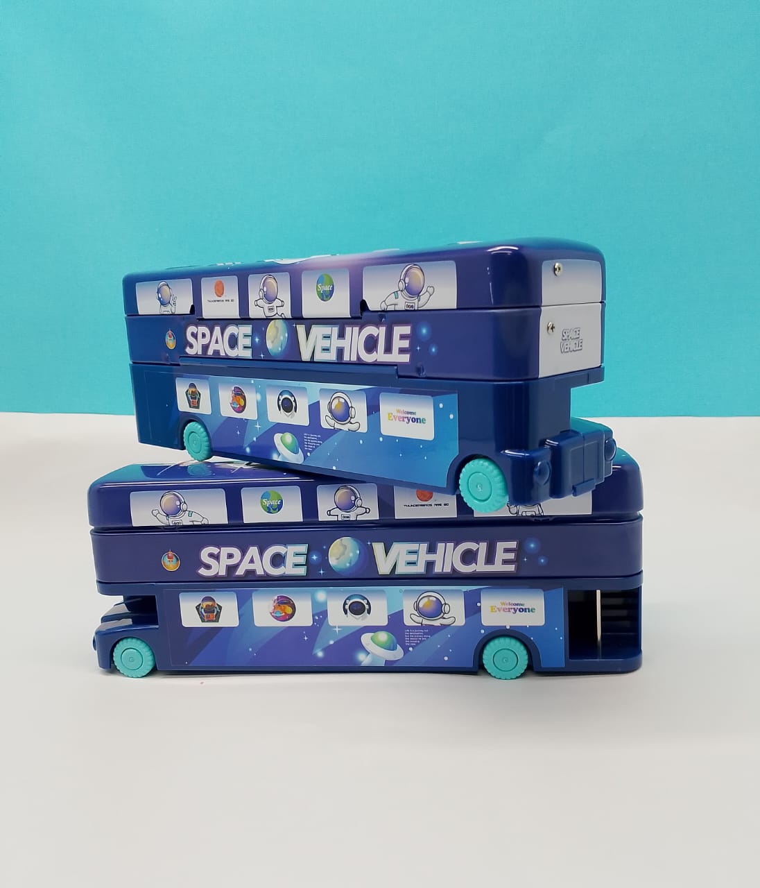 Bus Toy Metal Pencil Box with Moving Tyres & Sharpener