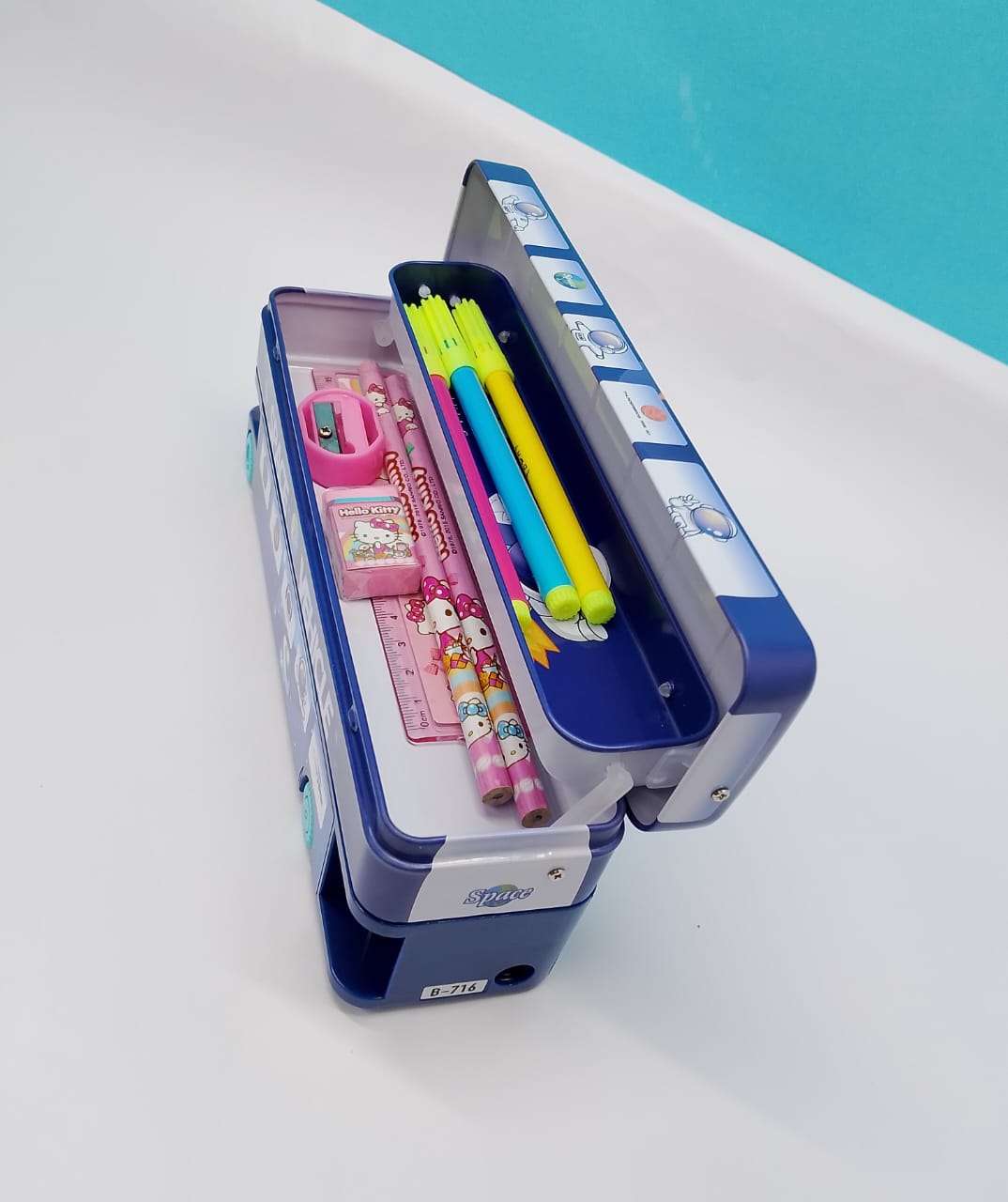 Bus Toy Metal Pencil Box with Moving Tyres & Sharpener